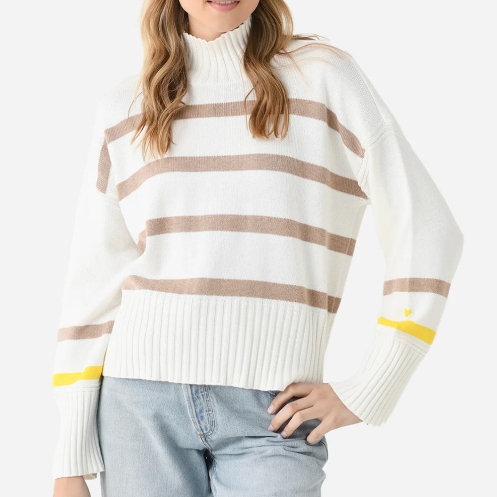 KERRI ROSENTHAL Cotton Cashmere Blend Striped Marlow Wide Stripe Sweater Small - Picture 1 of 15